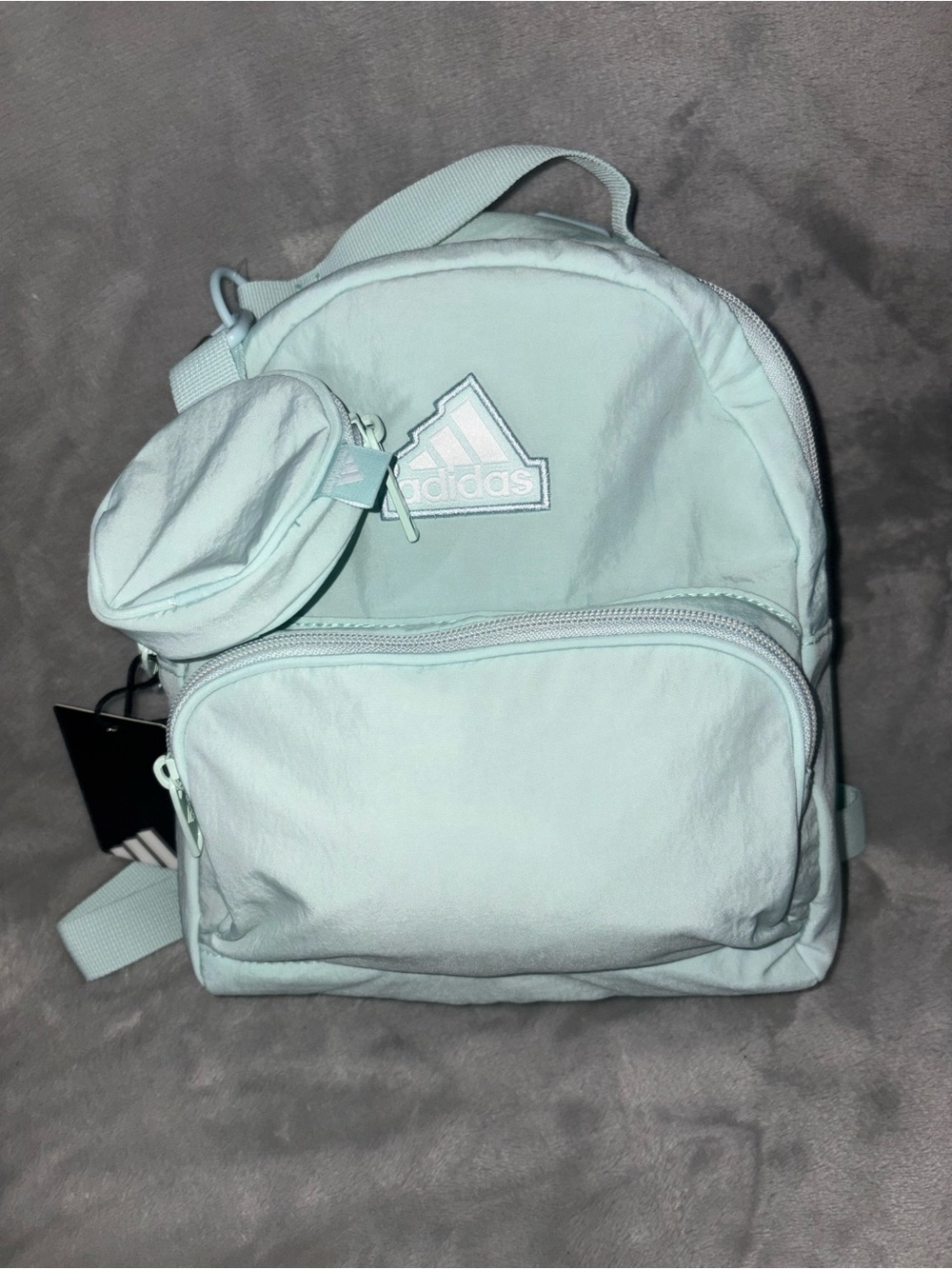 adidas Mint Green Mini Backpack with Front Pouch New with Tags - Picture 3 of 13